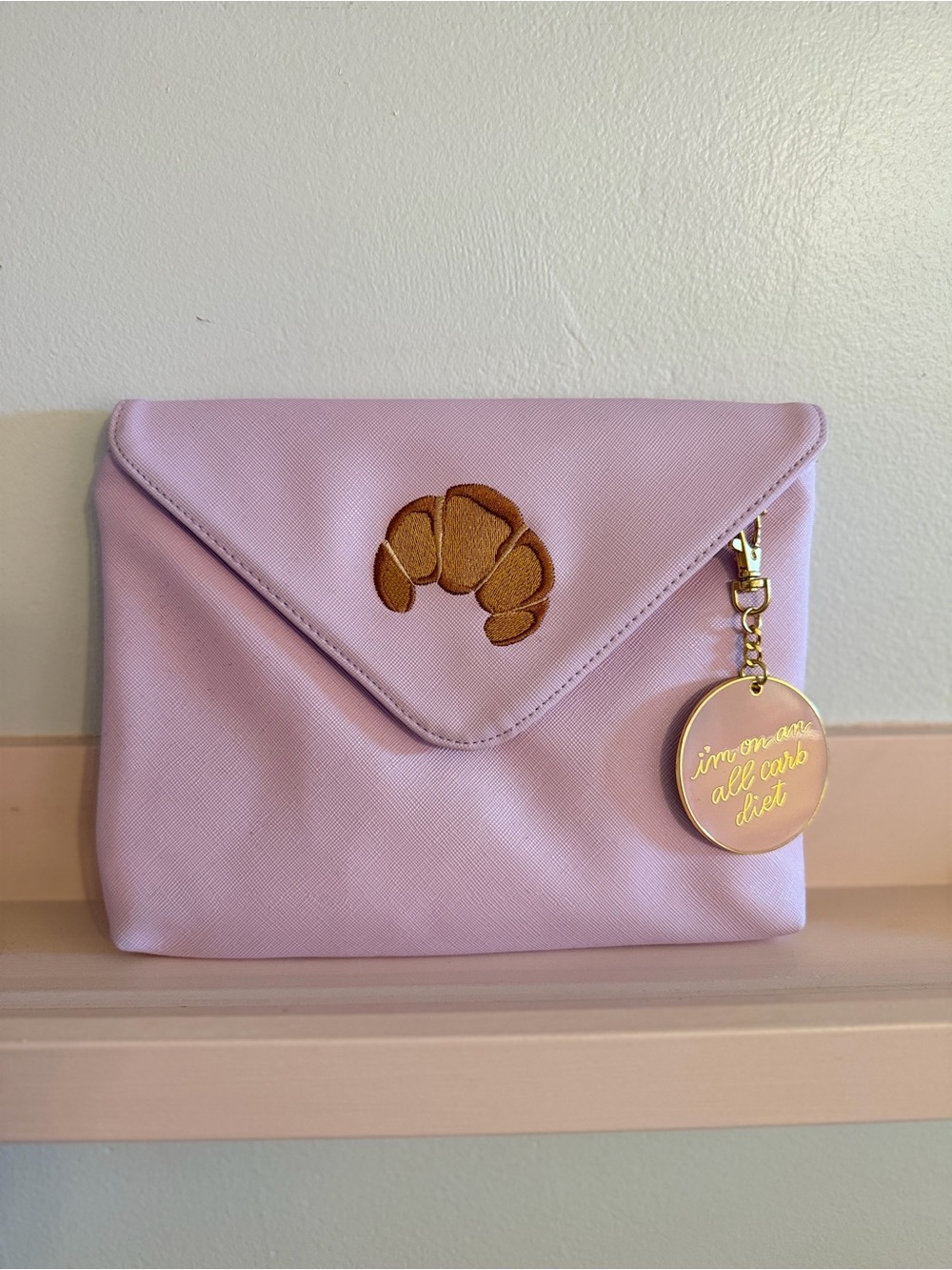 Lavender Envelope Clutch with Croissant Patch - Unbranded
